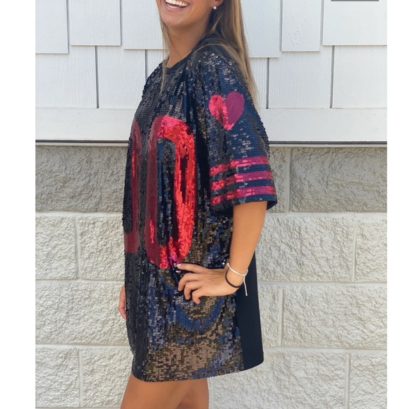 Why Double Zero 00 sequin game day dress black crimson red garnet Gamecock NWT - Picture 10 of 12